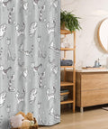 Ambesonne Grey Stall Shower Curtain, Cats Posing Over Floral Background Feline Kitten Kitty Cartoon Art Prints, Fabric Bathroom Decor Set with Hooks, 36" W x 72" L, White