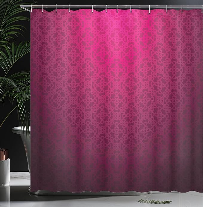 Ambesonne Magenta Shower Curtain, Antique Ornamental Monochrome Royal Drawing with Influence Bohemian Print, Cloth Fabric Bathroom Decor Set with Hooks, 69" W x 70" L, Purple