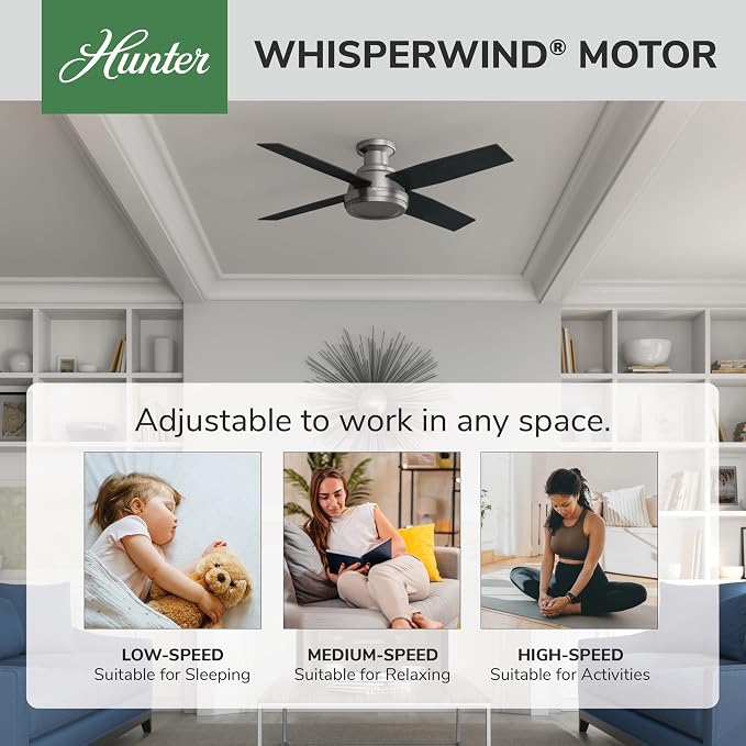 Hunter Dempsey, Indoor, Ceiling Fan, No Light, 52 inch, Brushed Nickel