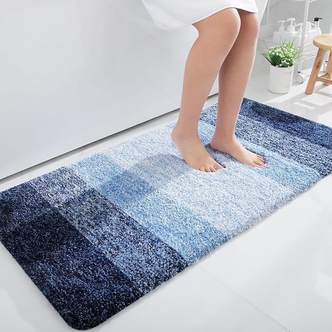 OLANLY Large Bathroom Rugs Mat 50x30, Extra Soft Absorbent Microfiber Bath Rugs, Rubber Backing, Quick Dry, Machine Washable Bath Mats for Bathroom Floor, Tub and Shower, Home Decor Accessories, Navy
