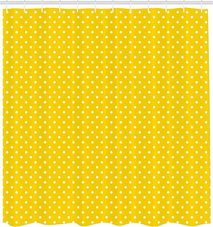 Ambesonne Yellow Shower Curtain, Polka Dots on Plain Background Vibrant Vintage Fashion Texture for Home Contemporary, Cloth Fabric Bathroom Decor Set with Hooks, 69" W x 70" L, Yellow