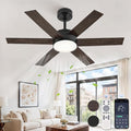 Fanbulous 42'' Ceiling Fan with Lights and Remote, Reversible 6 Blades & Dimmable 3-Color Modern Fan for Patios, DC Motor Large Ceiling Fan for Indoor or Outdoor, Brown