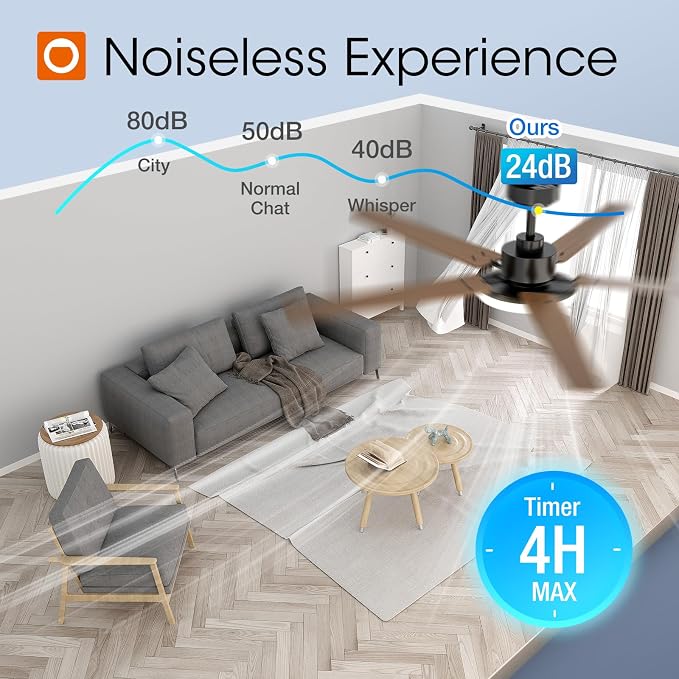 addlon Ceiling Fans with Lights, 60 inch Black Ceiling fan with Light and Remote Control, Reversible, 3CCT, Dimmable, Noiseless, Ceiling Fan for Bedroom, Farmhouse, living room, Indoor/Outdoor Use