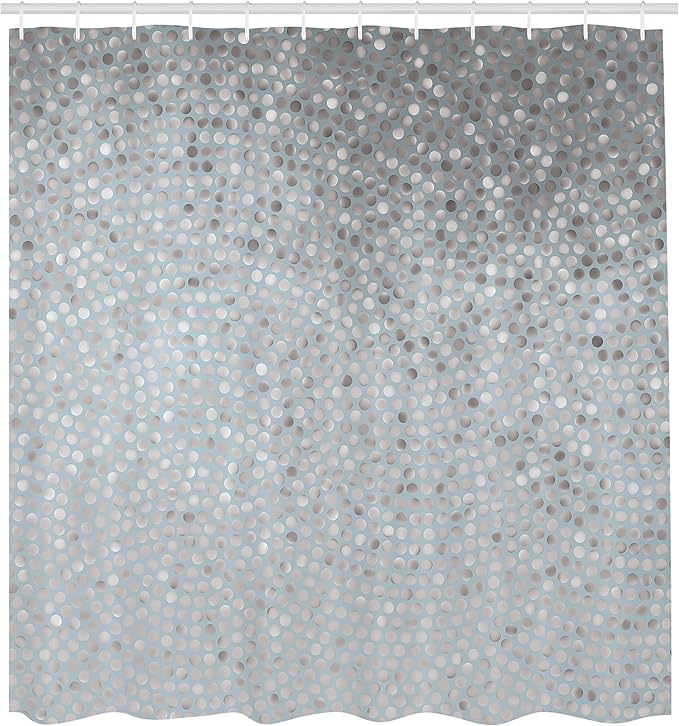 Ambesonne Geometric Shower Curtain, Small Dot Tiles Shape Simple Classical Creative Design, Cloth Fabric Bathroom Decor Set with Hooks, 69" W x 75" L, Pale Slate