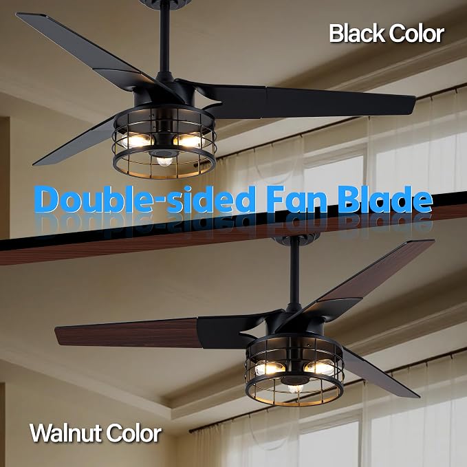Chandelier Ceiling Fans With Lights And Remote,60 Inch Caged Ceiling Fan With Light,App 3 Blades E26 Fandelier Ceiling Fans With Lights,Crystal Ceiling Fan For Bedroom,Living Room. (Black)