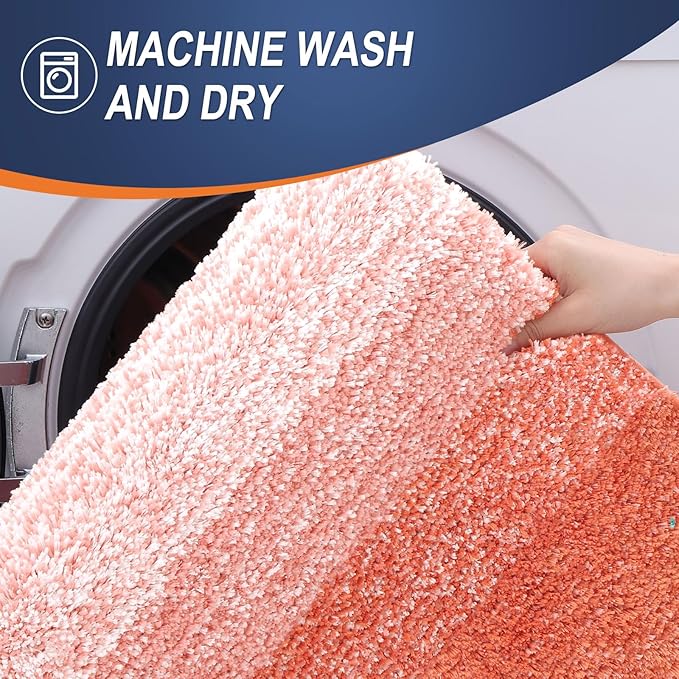 OLANLY Large Bathroom Rugs Mat 50x30, Extra Soft Absorbent Microfiber Bath Rugs, Rubber Backing, Quick Dry, Machine Washable Bath Mats for Bathroom Floor, Tub and Shower, Home Decor Accessories, Coral