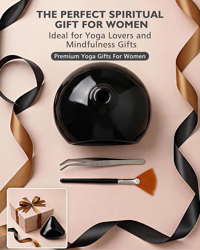 Ceramic Palo Santo Holder Incense Burner Ash Catcher - Modern Chiminea Smudge Bowl for Sage and Wood Sticks - Meditation Energy Cleansing Yoga Gifts for Home Decor
