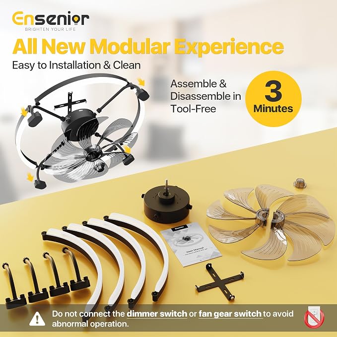 Ensenior Ceiling Fans with Lights and Remote, 24" Low Profile Ceiling Fan Flush Mount, APP Control, 6 Speed, 3CCT, Quiet Reversible DC Motor, Dimmable Modern Ceiling Fan with Light for Bedroom, Black
