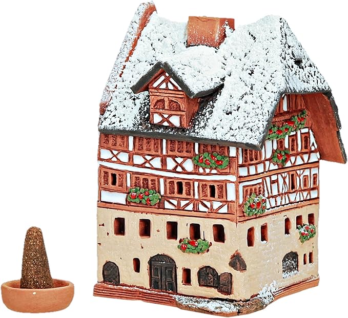 Ceramic Houses and Villages Collection - Handmade House Ceramic Miniature of Historic Dürer's House in Nuremberg, Germany, Winter Edition - Candle, Cone Incense Holder R250
