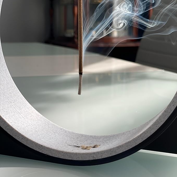 Incense Holder for Sticks with Wooden Ash Catcher, 3D Printed Marble Texture Incense Burner, Relaxation Meditation Yoga Spa Room Bathroom Decor, Lightweight