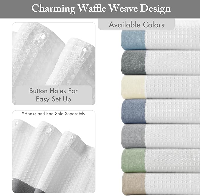 Madison Park Shower Curtain Spa Waffle Weave Wide Shower Curtain for Bathroom 3M Scotchgard Moisture Management, Spa Quality Modern Shower Curtains for Bathroom, Extra Width: 108"x72" Charcoal