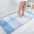 OLANLY Bathroom Runner Rugs Mat 47x24, Extra Soft Absorbent Microfiber Bath Rugs, Rubber Backing, Quick Dry, Washable Long Bath Mats for Bathroom, Tub and Shower, Home Decor Accessories, Light Blue