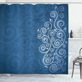 Ambesonne Ornamental Shower Curtain, Floral Swirls Ivy Image Ombre Details Grunge Backdrop Flower Illustration, Cloth Fabric Bathroom Decor Set with Hooks, 69" W x 70" L, Dark Sky