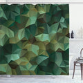 Ambesonne Geometric Shower Curtain, Abstract Style Composition Camouflage Design Angular Polygon Design, Cloth Fabric Bathroom Decor Set with Hooks, 69" W x 84" L, Jade Green