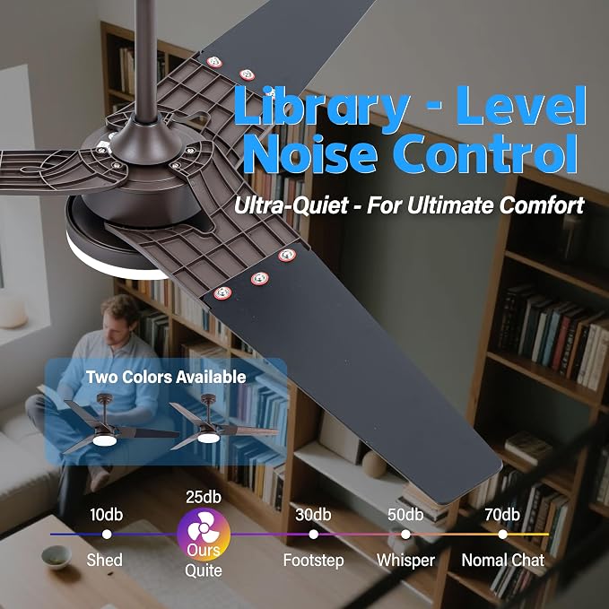 Ceiling Fan with Lights and Remote, 3 Blade App Control Timer Reversible Stepless Brightness and Color Temperature Outdoor Wood Ceiling Fan with Lights (Brown, 60 In'ch)