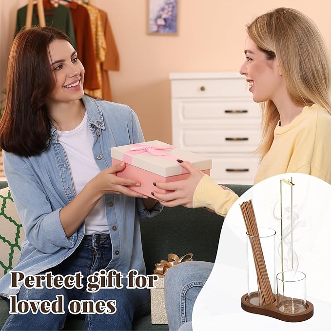 2-in-1 Glass Incense Holder with Ash Collector and Incense Stick Storage Upside Down Hanging Incense Holder, Anti-Splashing Design, Perfect for Meditation, Yoga, Spa, and Home Decoration