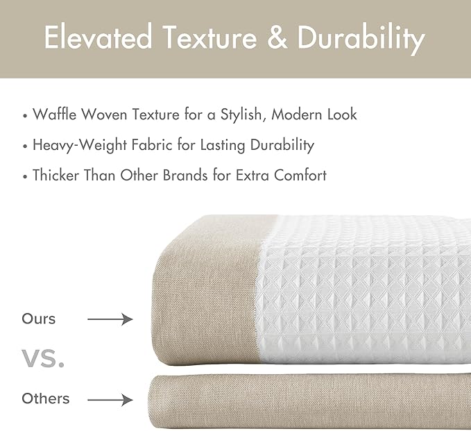 Madison Park Shower Curtain, Waffle Weave, Pieced Design Fabric Shower Curtain with 3M Scotchgard Moisture Management, Premium Spa Quality Modern Shower Curtains for Bathroom, Tall 72"x84" Taupe