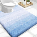 OLANLY Luxury Toilet Rugs U-Shaped 24x20, Extra Soft and Absorbent Microfiber Bathroom Rugs, Non-Slip Plush Shaggy Bath Mat, Machine Wash Dry, Contour Bathroom Mats for Toilet Base, Light Blue