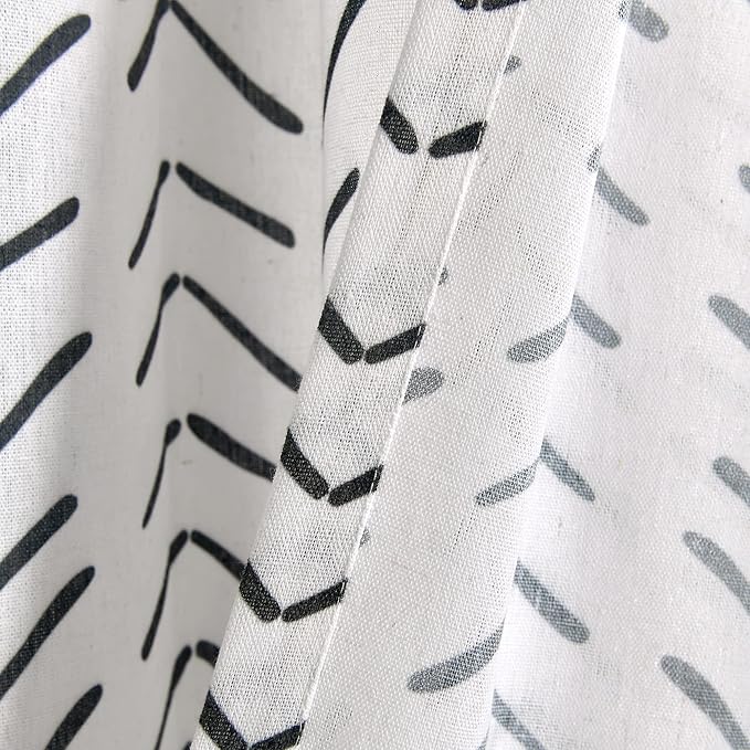 Lush Decor Hygge Modern Arrow Linen Look Shower Curtain, 72" X 72", Black & White