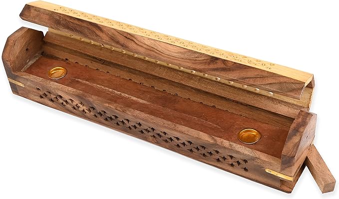 Incense Garden - Incense Stick Holder - Coffin Style - Wood Incense Stick Burner - Handcarved (Two Tone) (Pack of 2)