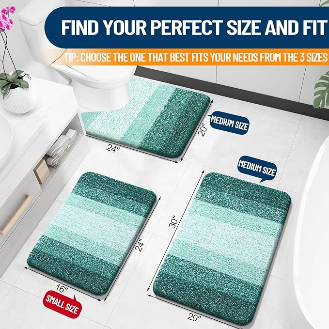 OLANLY Large Bathroom Rugs Mat 44x32, Extra Soft Absorbent Microfiber Bath Rugs, Rubber Backing, Quick Dry, Washable Bath Mat for Bathroom Floor, Tub and Shower, Home Decor Accessories, Blackish Green
