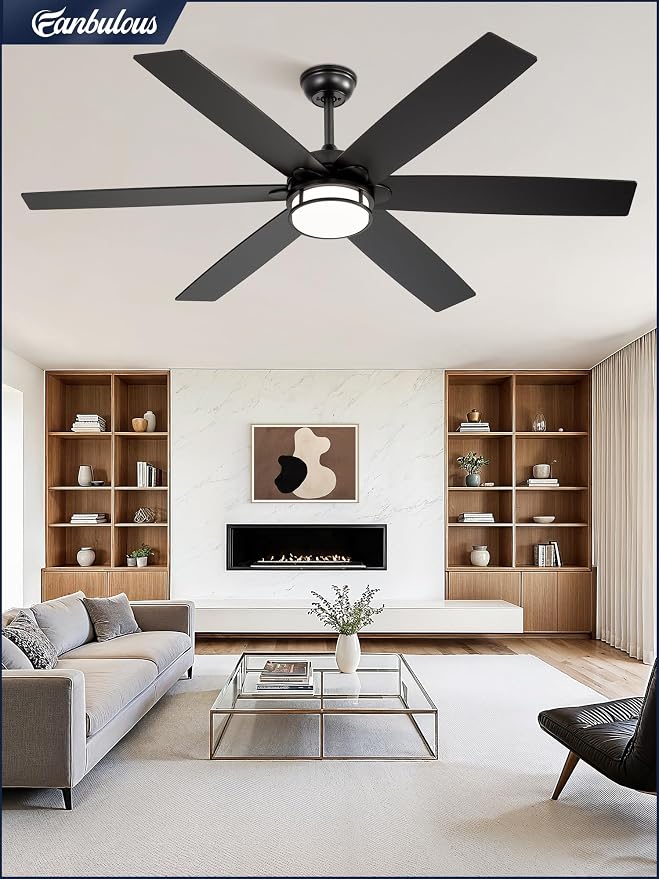 Fanbulous 60 Inch Ceiling Fans with Lights, Farmhouse Large Ceiling Fans with Remote, Black&Brown Modern Ceiling Fan with LED Light, Quiet DC Motor for Living Room, Bedroom, Kitchen, Indoor