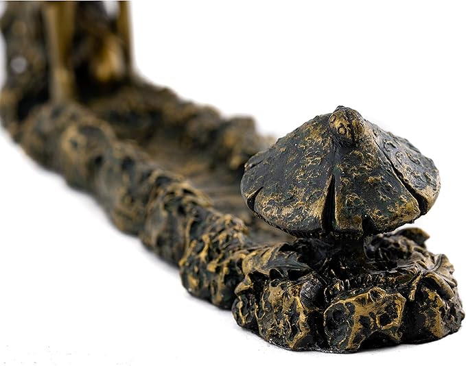 Top Collection Fairy and Mushroom Incense Holder-Hand Painted Mythical Creature with Bronze Finish Look - 10-Inch Collectible Figurine