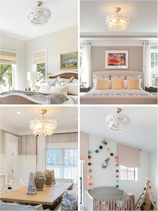 Gold Crystal Fandelier Ceiling Fans with Lights, 20" Gold Flower Chandelier Ceiling Fan with Light Remote Control, Caged Mid-Century with 6 Speeds for Bedroom, Nursery, Living Room