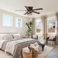 48 Inch Farmhouse Ceiling Fan with Light, Industrial Flush Mount Ceiling Fan with Remote Control, Low Profile Ceiling Fan for Bedroom Living Room, Timer, Black Caged Ceiling Fan for Indoor and Outdoor