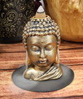 Ebros Eastern Enlightenment Shakyamuni Buddha Gautama Head with Ushnisha Backflow Incense Cone Burner Holder Statue 3.5" H in Bronze Finish Buddhism Bodhisattva Feng Shui Zen Figurine