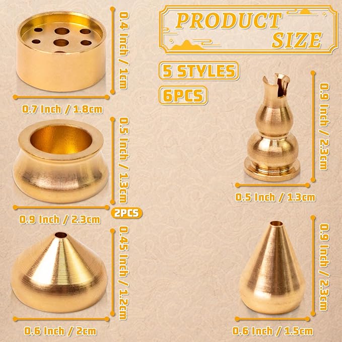 6 Pcs Gold Incense Holder, Small Brass Incense Holder, Incense Holders for Sticks, Insence Holder, Incense Stick Burner, Incense Cone Burner Holder, Small Incense Holder for Indoor Outdoor Use (Gold)