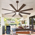 Large Ceiling Fans with Lights: Modern 66 Inch 8 Blade Outdoor Ceiling Fan with Remote APP Control - Dimmable Big Fan light Indoor Reversible 6 Speed Quiet DC Motor