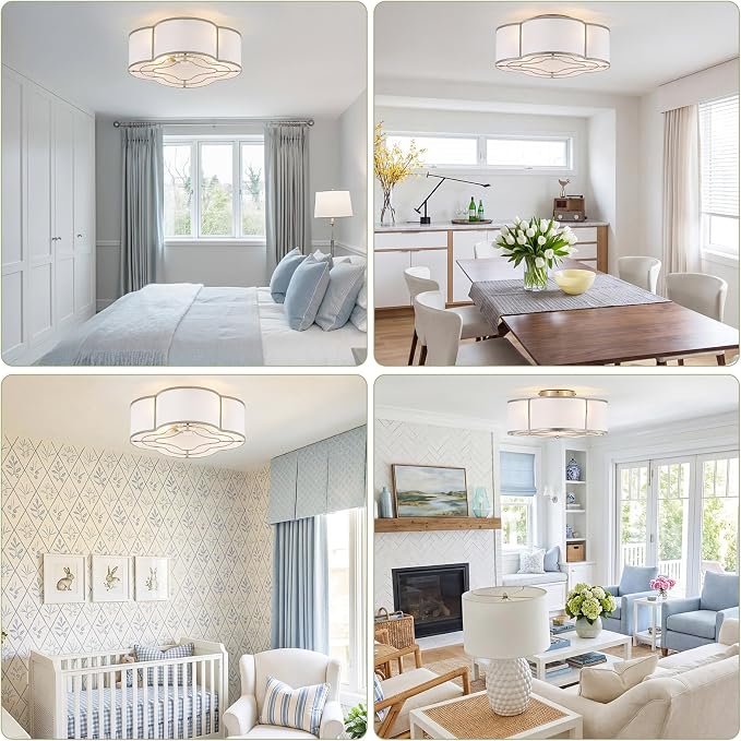 20" Boho Ceiling Fan with Light, Flush Mount Ceiling Fan with Light Remote Control, Enclosed with 6 Speeds for Bedroom, Living Room, Foyer, Nursery