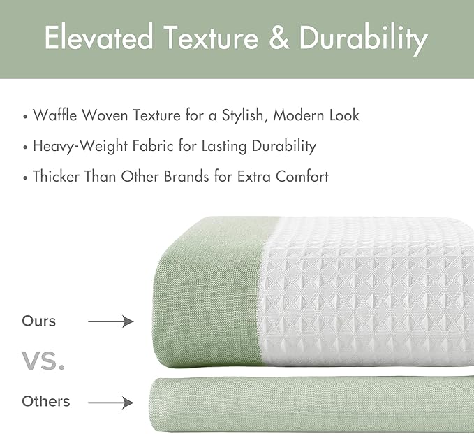 Madison Park Shower Curtain Spa Waffle Weave Shower Curtain for Bathroom 3M Scotchgard Moisture Management, Spa Quality Modern Shower Curtains for Bathroom, Standard 72x72 Sage Green