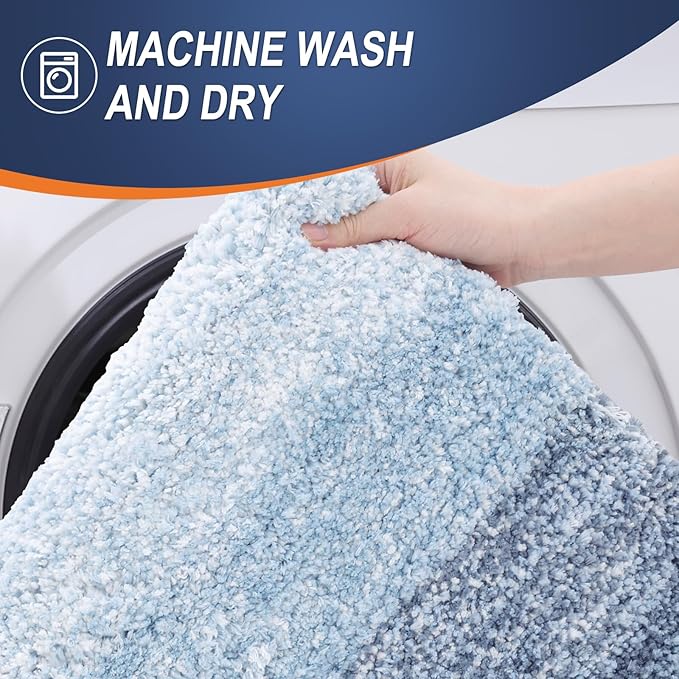 OLANLY Bathroom Runner Rugs Mat 59x17, Extra Soft Absorbent Microfiber Bath Rugs, Rubber Backing, Quick Dry, Washable Long Bath Mats for Bathroom Floor, Tub and Shower, Home Decor Accessories, Blue