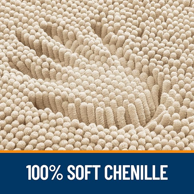 OLANLY Large Bathroom Rugs 59x35, Extra Soft Absorbent Chenille Bath Rugs, Rubber Backing Quick Dry, Machine Washable Bath Mats for Bathroom Floor, Tub and Shower, Home Decor Accessories, Beige