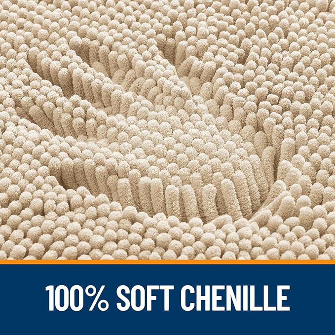 OLANLY Large Bathroom Rugs 50x30, Extra Soft Absorbent Chenille Bath Rugs, Rubber Backing Quick Dry, Machine Washable Bath Mats for Bathroom Floor, Tub and Shower, Home Decor Accessories, Beige