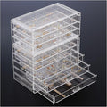 ProCase Acrylic Earrings Holder Organizer Box -Clear, 8 Layers | 133 Jewelry Storage Grid Large Clear Compartments Transparent Stackable Drawers Jewelry Display for Earring Ring Bracelet