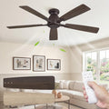 Fanbulous 52 Inch Flush Mount Ceiling Fan No Light with Remote, Oil Bronze | Modern Low Profile Without Light, 6-Speed, Quiet Reversible DC Motor, Indoor/Outdoor Use, for Bedroom, Living Room, Patio