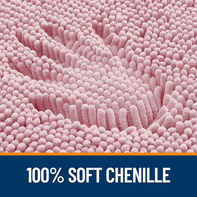 OLANLY Bathroom Runner Rugs 59x24, Soft Absorbent Chenille Bath Rugs, Rubber Backing Quick Dry, Machine Washable Long Bath Mats for Bathroom Floor, Tub and Shower, Home Decor Accessories, Dusty Rose