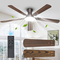 UME 60" Ceiling Fan with Lights & Remote, 6 Blades Low Profile Ceiling Fan, Quiet DC Motor, Natural Wind, 6 Speeds, 3CCT Dimmable 20W LED Modern Ceiling Fan for Bedroom, Living Room, Brown