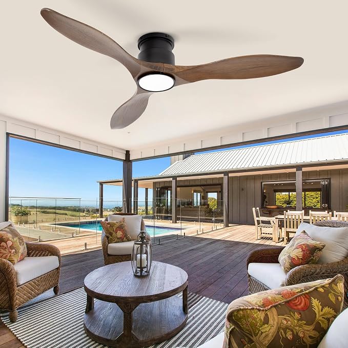 52'' Ceiling Fan with Lights and Remote, Amber Wood Ceiling Fans