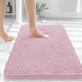 OLANLY Large Bathroom Rugs 45x27, Extra Soft Absorbent Chenille Bath Rugs, Rubber Backing Quick Dry, Machine Washable Bath Mats for Bathroom Floor, Tub and Shower, Home Decor Accessories, Dusty Rose