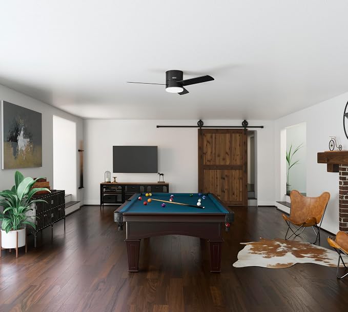 Hunter Minimus, Indoor, Ceiling Fan, with LED Light, 52 inch, Matte Black