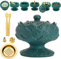 Ceramic Incense Burner for Frankincense, Bakhoor, Charcoal, Stick, Powder, Cone, Coil, and Tower Incense - Accessories for Meditation and Aromatherapy with Tweezers