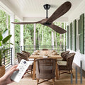 60" Ceiling Fans Without Light, Solid Wood Ceiling Fan No Light with Remote Control and DC Motor, Outdoor Ceiling Fan with 3 Blades, Outdoor fan for Patios - Deep Brown