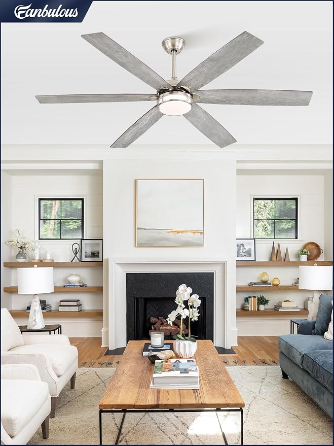 Fanbulous 65 Inch Ceiling Fans with Lights, Farmhouse Large Ceiling Fans with Remote, Brown&Grey Modern Ceiling Fan with LED Light, Quiet DC Motor for Living Room, Bedroom, Kitchen, Indoor