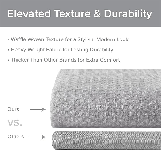 Madison Park Shower Curtain Waffle Weave, Vibrant Dyed, Waffle Shower Curtain 3M Scotchgard Moisture Management, Farmhouse Wide Shower Curtains for Bathroom, Extra Width: 108"x72" Grey