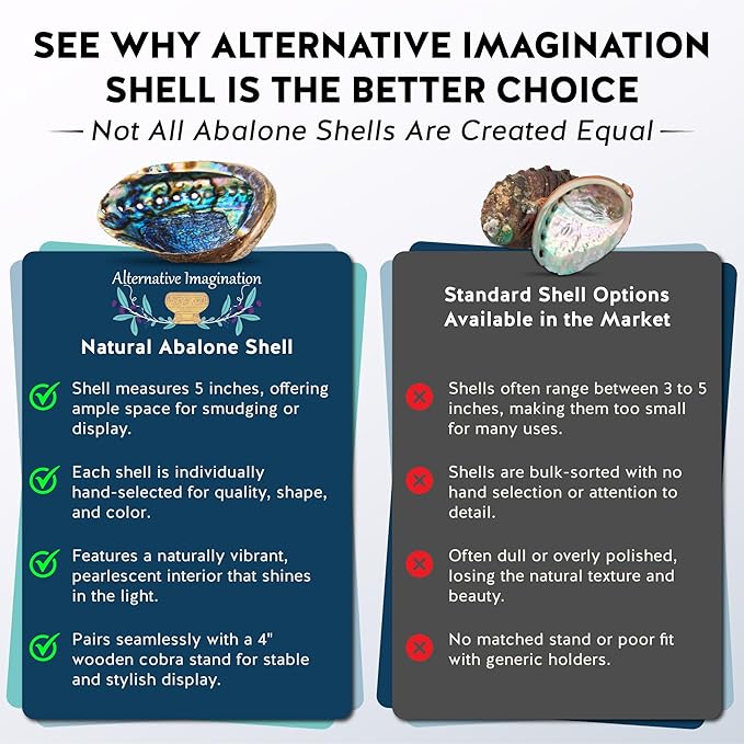 Alternative Imagination Hand Selected Abalone Shell - 5 Inches or Larger - Polished Mother-of-Pearl Interior - Flame-Proof Dish for Incense, Smudge Sticks, Trinkets, Crystal Display & Home Decor