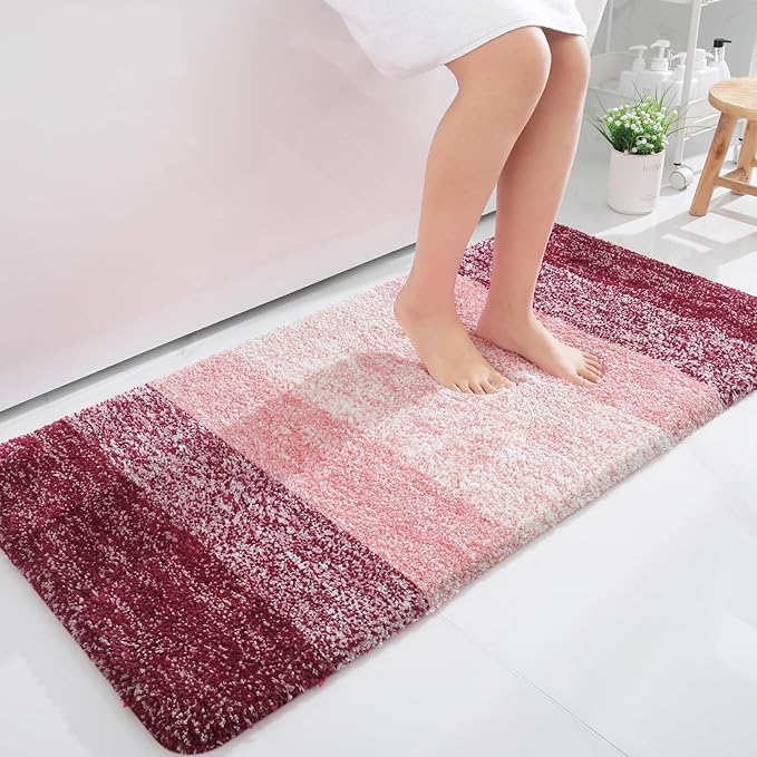 OLANLY Large Bathroom Rugs Mat 50x30, Extra Soft Absorbent Microfiber Bath Rugs, Rubber Backing, Quick Dry, Machine Washable Bath Mats for Bathroom Floor, Tub and Shower, Home Decor Accessories, Red